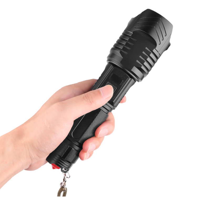 High Power XHP90 Torch With Zoom USB Charging With Safety Hammer LCD screen Large Wide-angle Lens Strong Flashlight