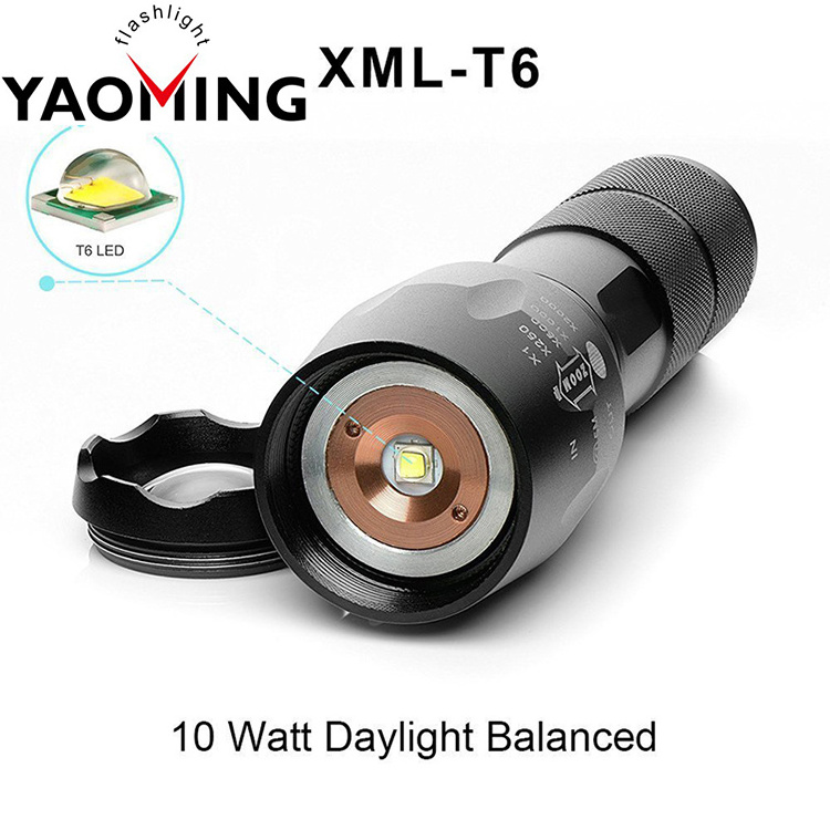 YM-T6G-1 High Power Bank Tactical hunting Camping Light 1200 lumen Rechargeable Zoomable Aluminum Alloy LED Flashlight Torch