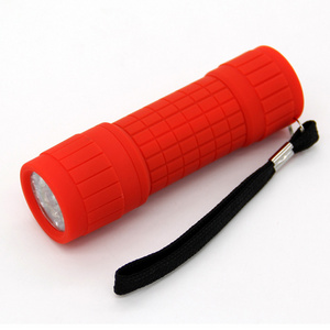 Market Promotional Gift Plastic Rubber 9 LED Torch Light Colorful Choice Mini Flashlight