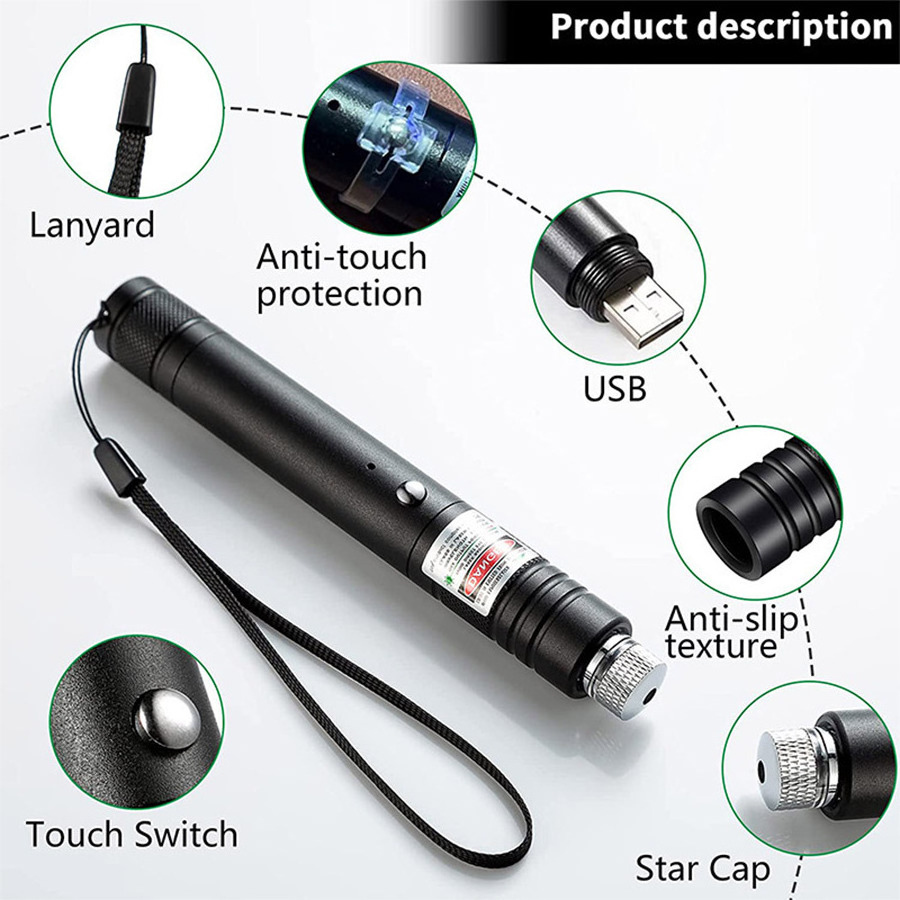 High Power Green Laser Aluminum Direct Charge Laser Pointer Flashlight  Red Laser Light  Teaching Flashlight