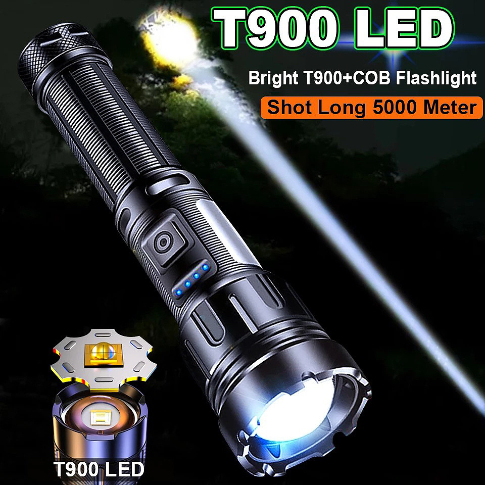 Super Bright 100000 lumen led flashlight long range powerful waterproof Cob Type-c rechargeable tactical flashlight led torch