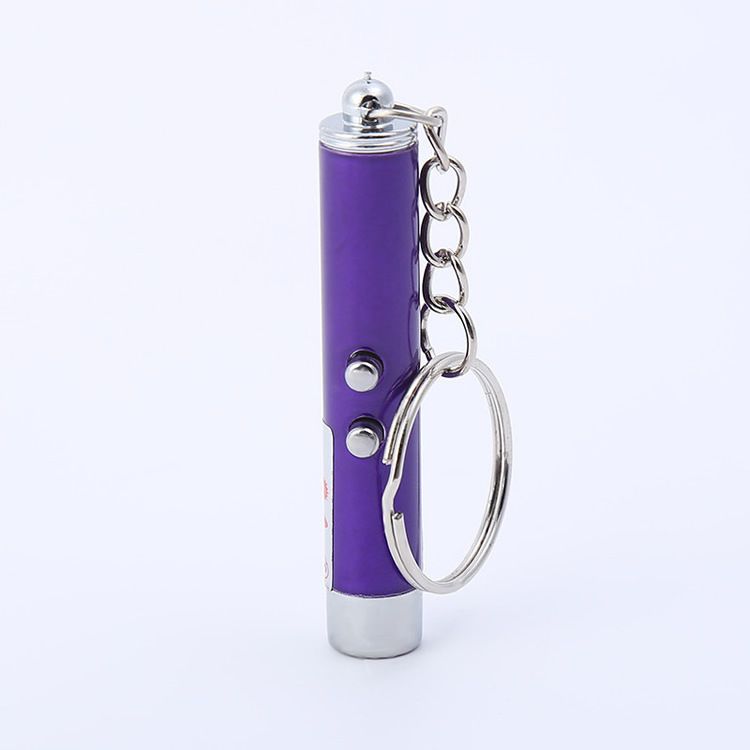 Newest design promotional gift small pocket sun keychain 395nm uv red laser pointer flashlight