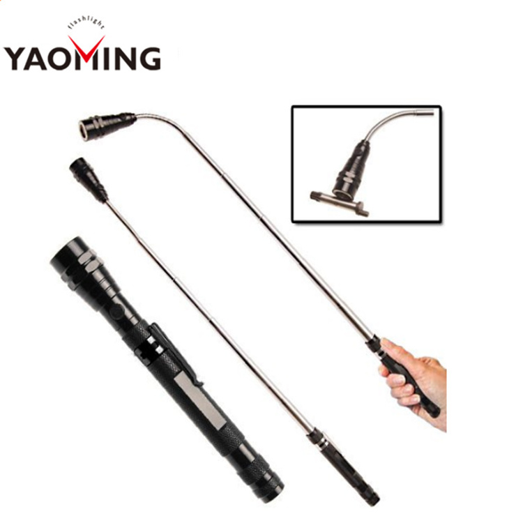 Useful Pick up Tool with 4 x LR44 Batteries Flexible 3 LED Aluminum Magnetic Telescopic Flashlight