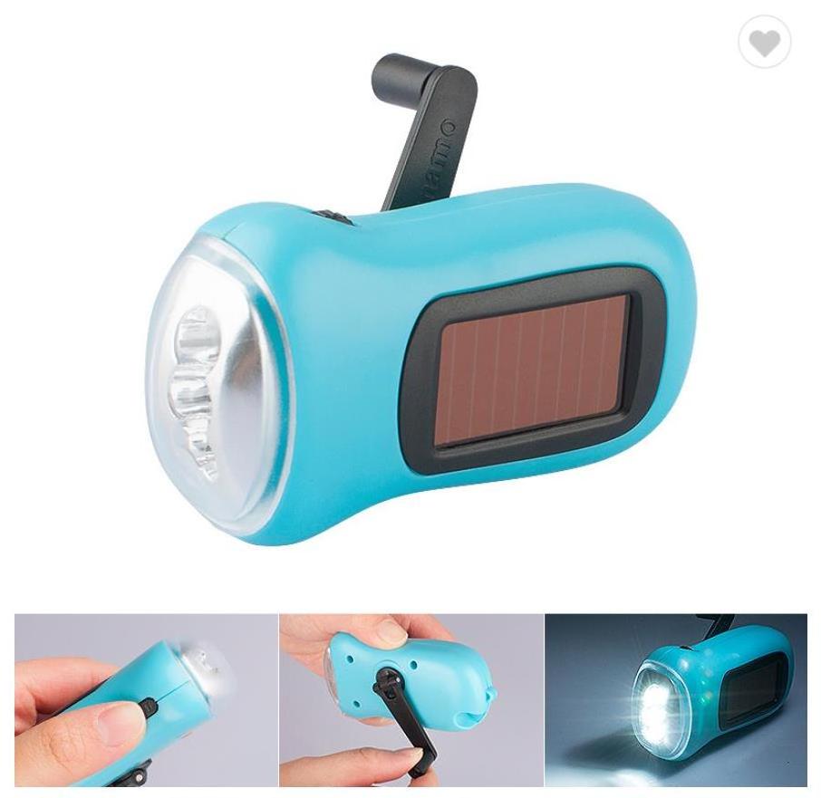 Multifunctional hand-cranked solar power strong light flashlight rechargeable household LED energy-saving torch wholesale