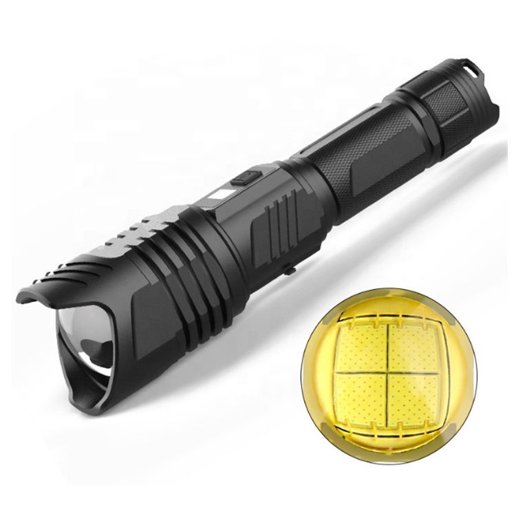 High Power XHP90 Torch With Zoom USB Charging With Safety Hammer LCD screen Large Wide-angle Lens Strong Flashlight