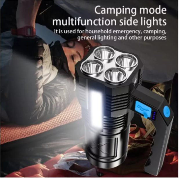 Waterproof handheld Searchlight Usb Rechargeable powerful lanterna 4 Modes Flashlight For Camping Hiking Fishing Emergency