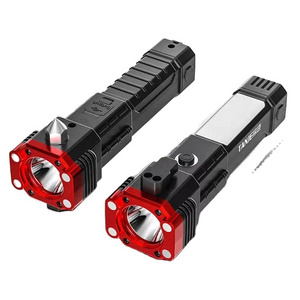 Super bright LED plastic power bank function and safety hammer rechargeable self-defense with magnet flashlight torches