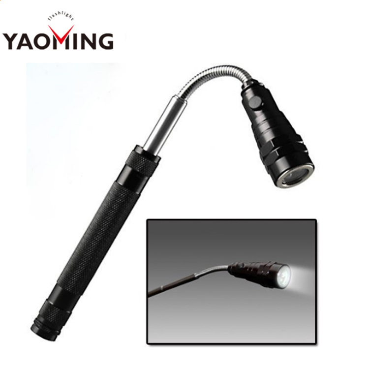 Useful Pick up Tool with 4 x LR44 Batteries Flexible 3 LED Aluminum Magnetic Telescopic Flashlight