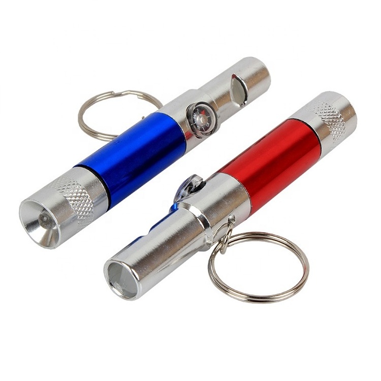 Christmas Gift Multi-color Small emergency Torch With Compass Mini Whistle Key chain Flashlight