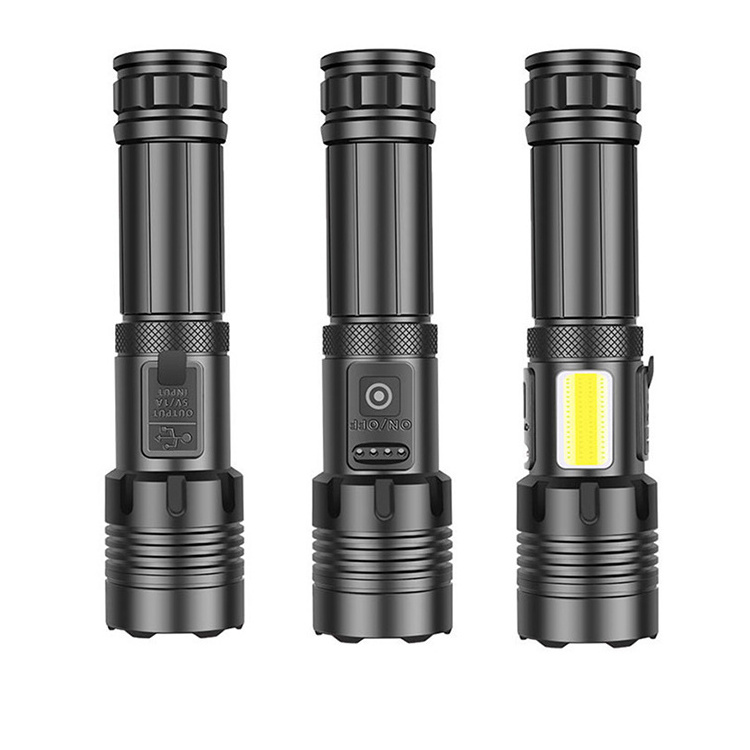 20W XHP70+COB Red white Light LED Flashlight Zoomable Tactical USB rechargeable 1000 lumen Flashlight Torch With Power Bank