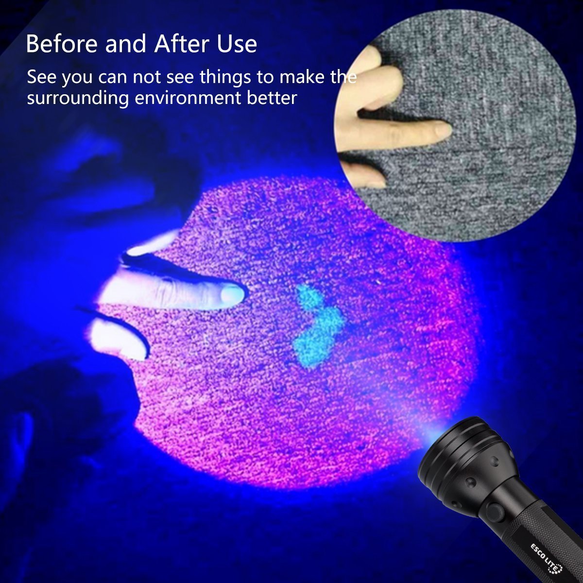 UV Flashlight Black Light, 51-LED 395 nm Ultra Violet Torch Perfect Urine and Bed Bug Detector,Scorpion Hunting Light