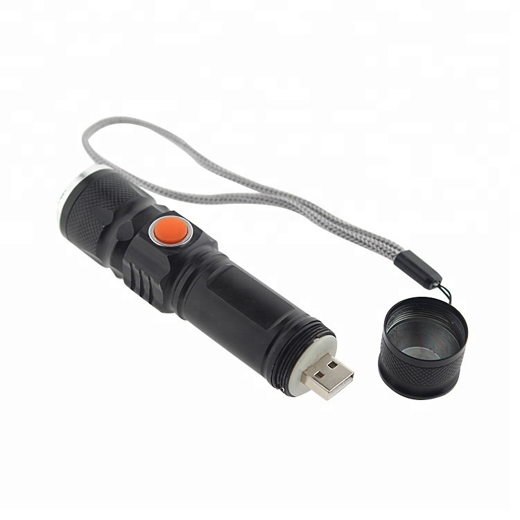 Mini LED USB Rechargeable LED Torch Zoom Flashlight