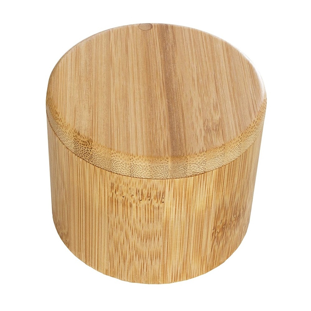 Wooden Spice Box Pepper and Salt Cellar Bamboo Spice Container with Magnetic Swivel Lid