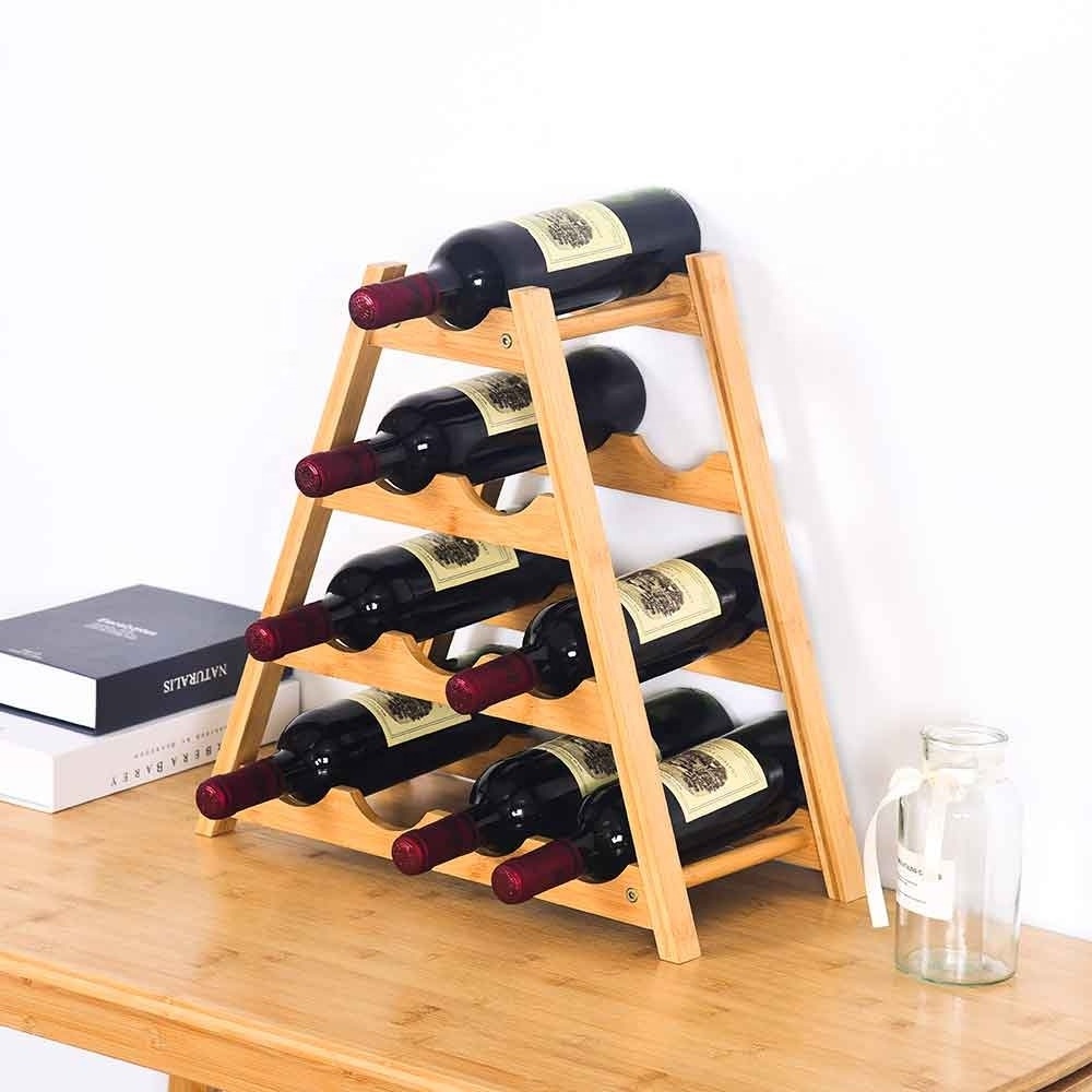 Tabletop Bamboo Wine Rack Bottle Display Shelves Red Wine Stand Wine Rack Wood