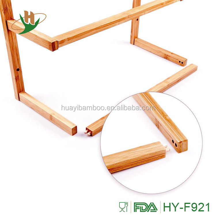 Vertical wall mounted bamboo wooden towel drying rack