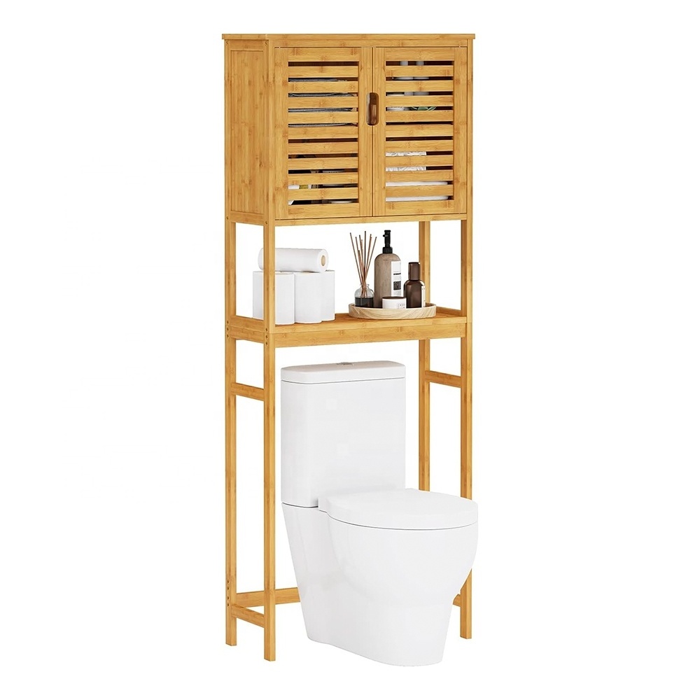 Space Saver Furniture Bamboo Bathroom Storage Cabinet Over The Toilet Storage Standing Toilet Shelf