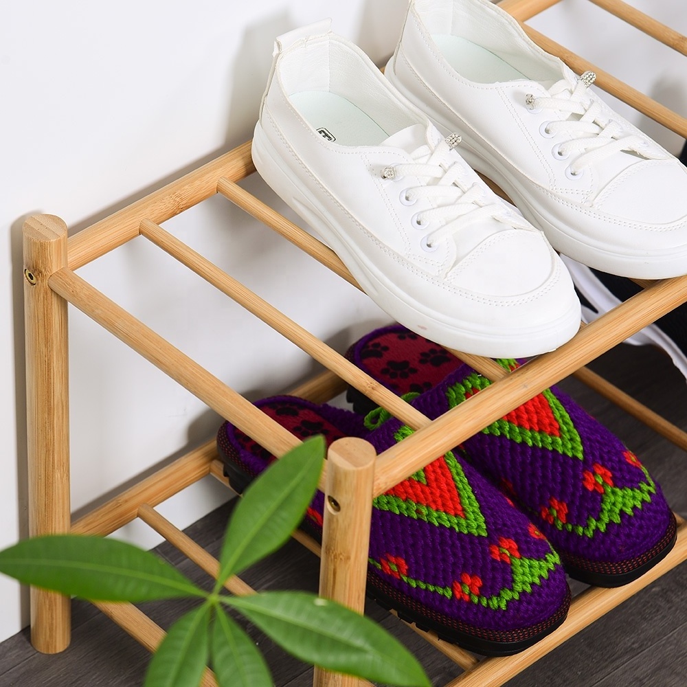 2 Tier Shoe Shelf Rack Bamboo Shoe Cabinet Storage Ideal Design Shoe Racks for Home