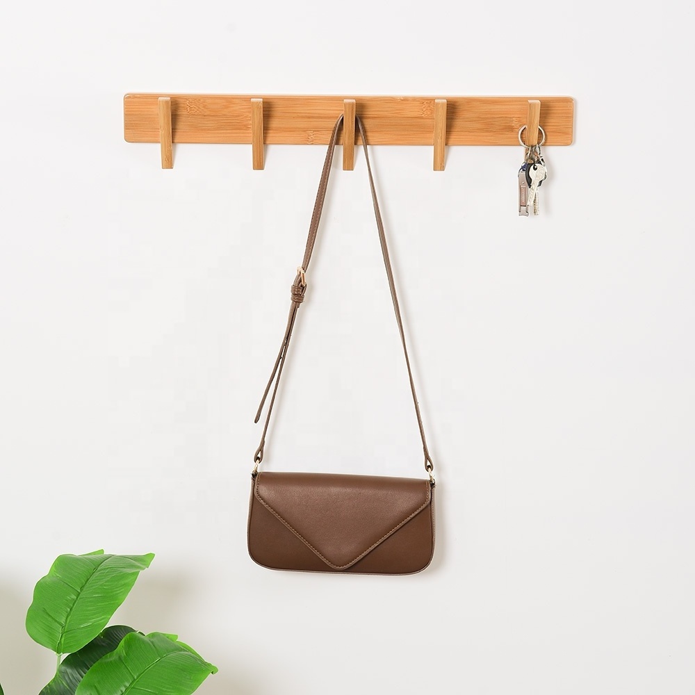 Modern 5 Hook Wall Coat Rack Wall Shelves Organization Large Wood Wall Hook Hanger