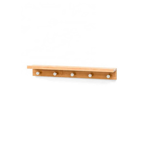 Entryway Organizer Wall Mount Coat Rack with Shelf Wooden Coat Hook 5 Rails Bamboo Wall Hanger