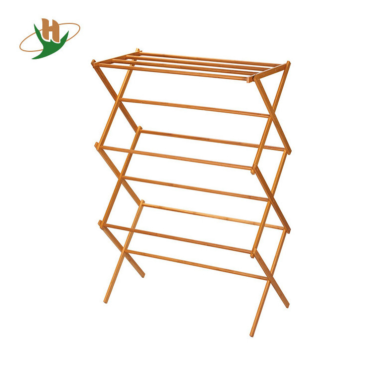 High quality dry laundry bamboo wooden bathroom standing towel racks