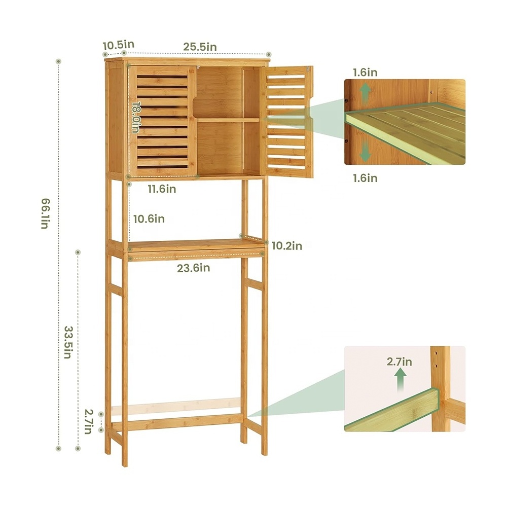 Space Saver Furniture Bamboo Bathroom Storage Cabinet Over The Toilet Storage Standing Toilet Shelf