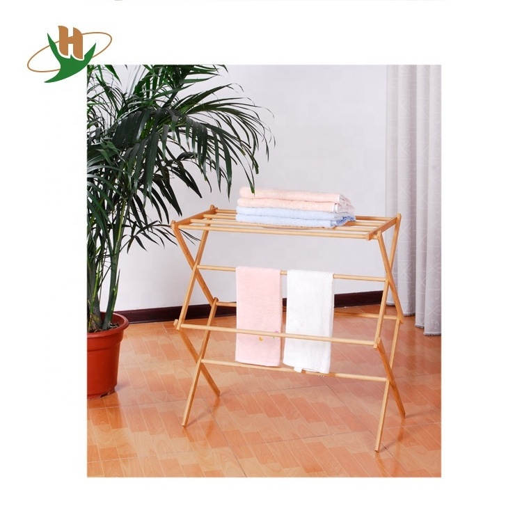 Household essentials tall indoor bamboo folding clothes drying rack