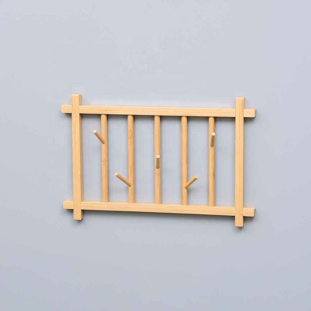 Stylish Wall Cloth Hanger Bamboo Wall Hanger Hat, Leash, Key Holder Space Save Rotatable Hooks for Hanging Wall