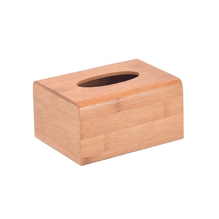 Refillable customized facial tissue dispenser bamboo wood bathroom napkin holder box