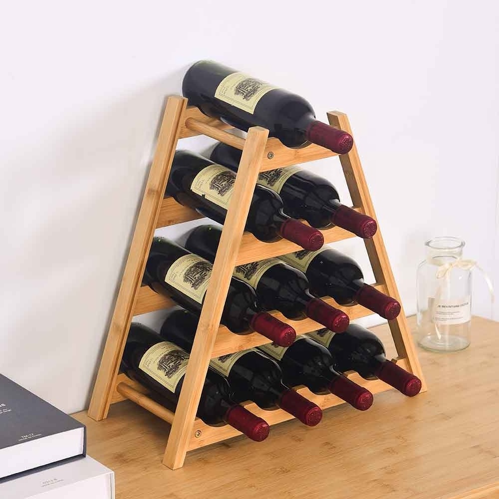 Tabletop Bamboo Wine Rack Bottle Display Shelves Red Wine Stand Wine Rack Wood