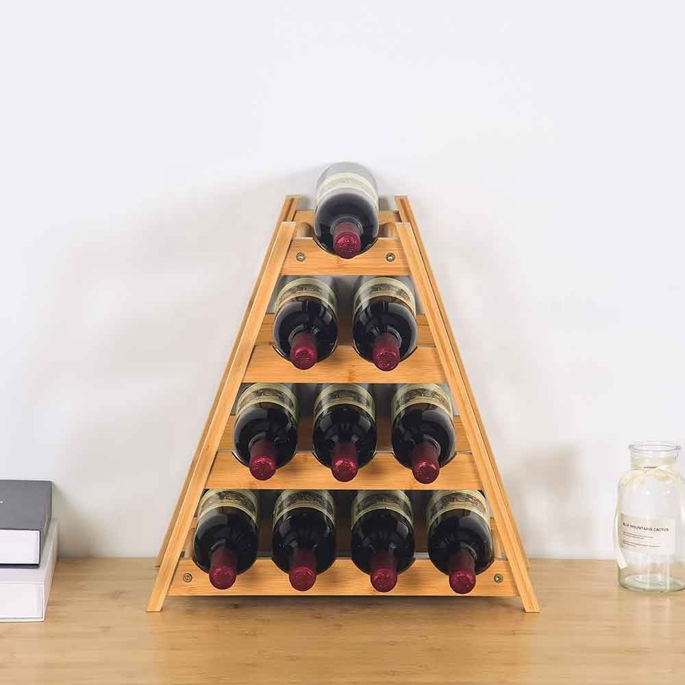 Tabletop Bamboo Wine Rack Bottle Display Shelves Red Wine Stand Wine Rack Wood