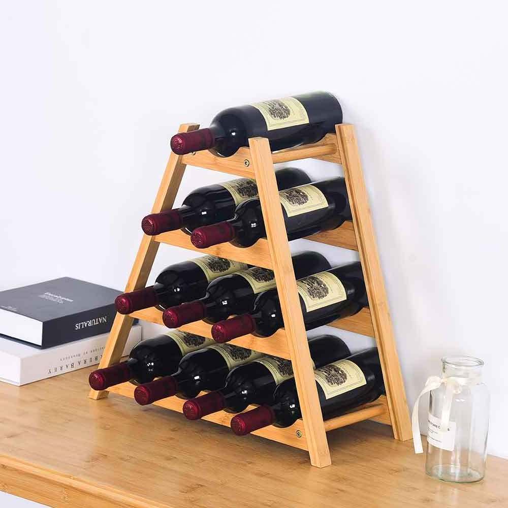 Tabletop Bamboo Wine Rack Bottle Display Shelves Red Wine Stand Wine Rack Wood