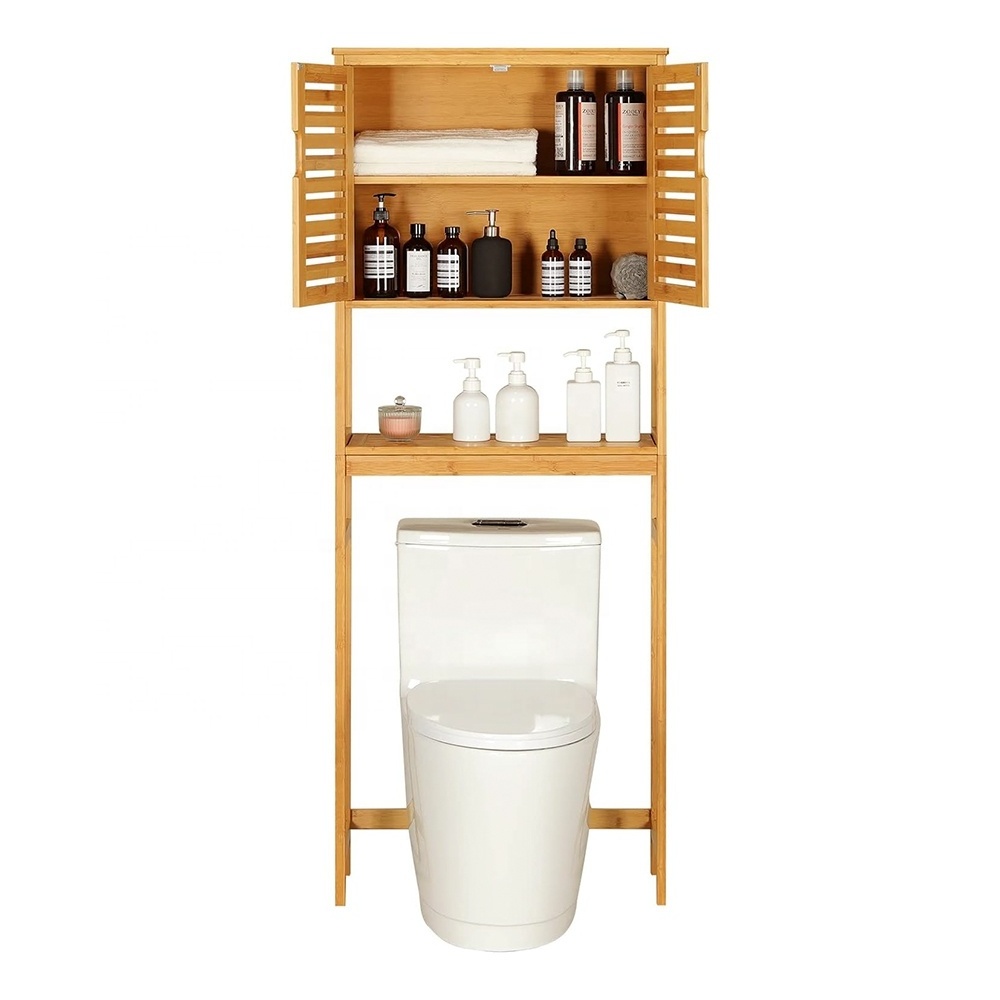 Space Saver Furniture Bamboo Bathroom Storage Cabinet Over The Toilet Storage Standing Toilet Shelf