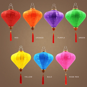 outdoor halloween decorative stainless steel garden metal led japanese chinese vietnamese hoi an festival cloth silk lanterns