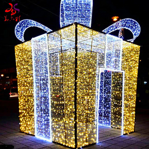 2023 Hot Sale Walk-through Ornaments Outdoor Park Christmas Street Decorations Giant Garden Lighting 3d Gift Box Motif Light