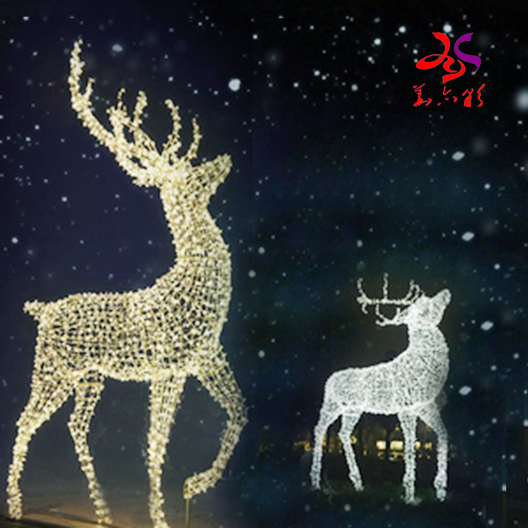 outdoor large  giant Christmas decoration plush life size LED santa sleigh 3d reindeer motif light antlers for cars manufacturer