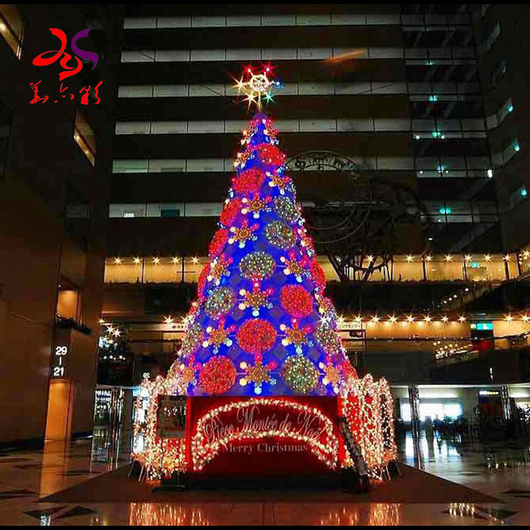 2023 Big large rgb xmas tree branch with led lights three-dimensional 3d spiral rope light commercial Christmas tree