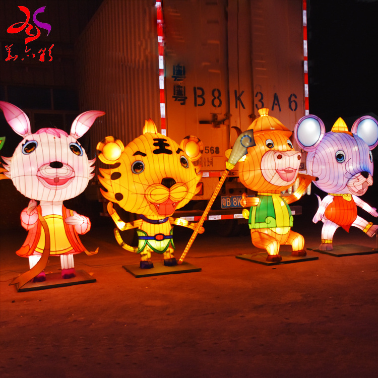 Outdoor Waterproof LED Wholesale Handmade  Silk Animal  Chinese Zodiac  Lanterns