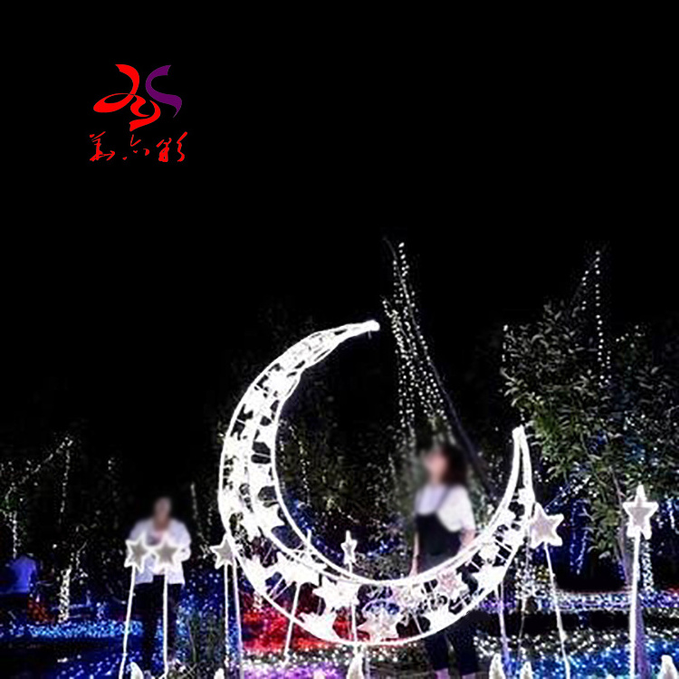 Outdoor Ramadan decorations moon and star led motif light