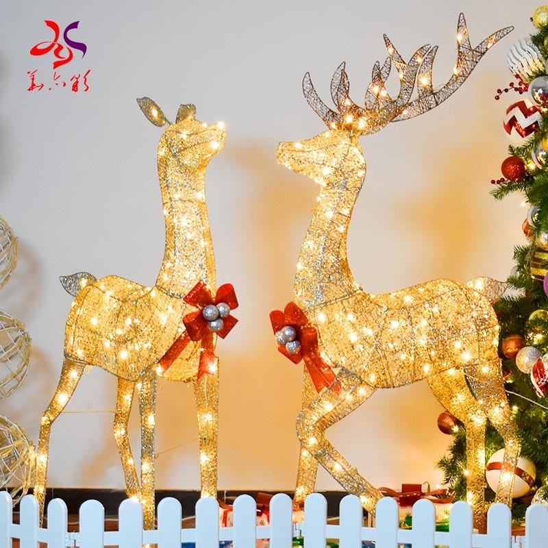 Wrap the cotton thread LED reindeer outdoor Christmas decoration led light reindeer motif light Christmas decoration reindeer