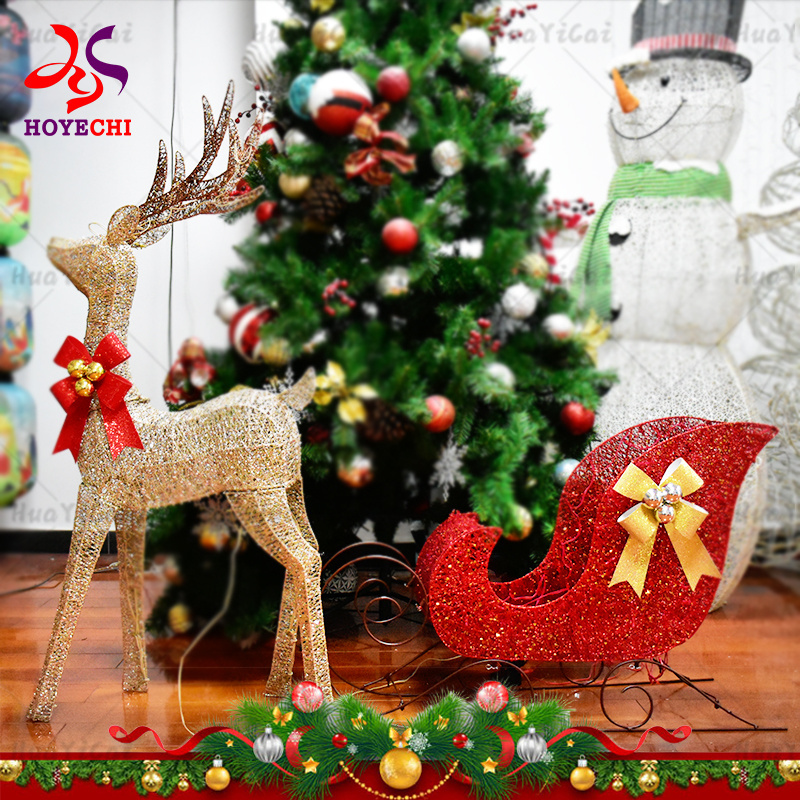 Holiday Theme Christmas Decoration IP65 Waterproof Rust Proof Christmas LED Lights Deer with Car