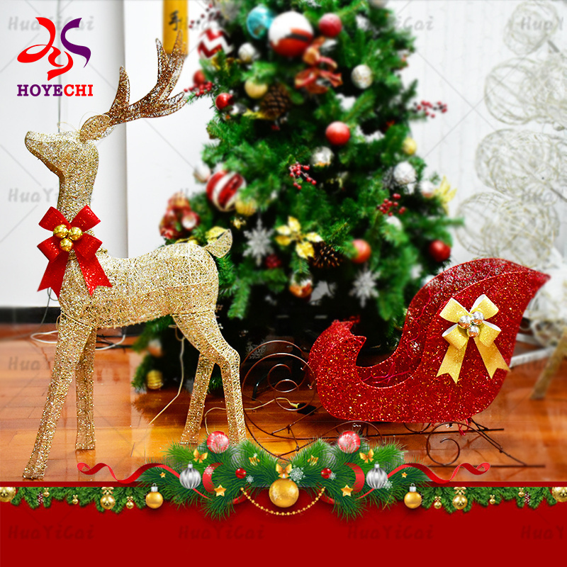 Holiday Theme Christmas Decoration IP65 Waterproof Rust Proof Christmas LED Lights Deer with Car