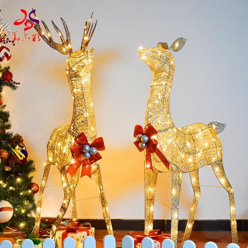 Wrap the cotton thread LED reindeer outdoor Christmas decoration led light reindeer motif light Christmas decoration reindeer