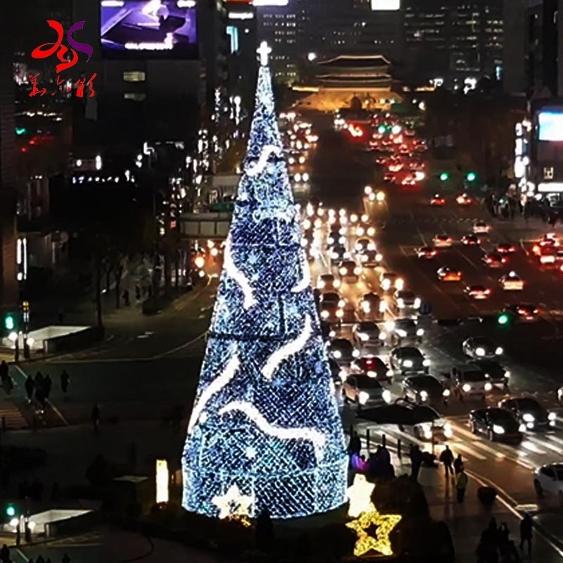 2023 wholesale outside waterproof painting mall giant artificial umbrella  led wire frame lights ball Christmas tree for shop