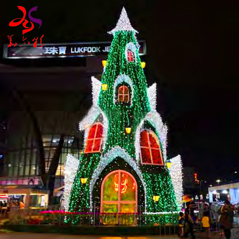 Star-shaped light installations custom 20ft 30ft 40ft 50ft giant outdoor lighting christmas tree commercial christmas tree