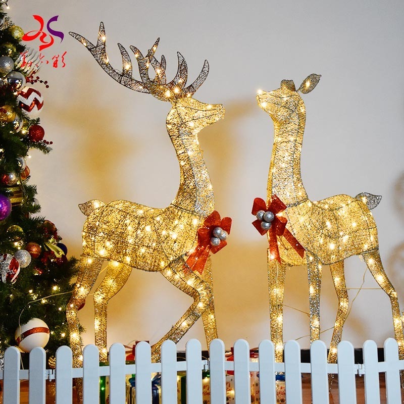 Wrap the cotton thread LED reindeer outdoor Christmas decoration led light reindeer motif light Christmas decoration reindeer