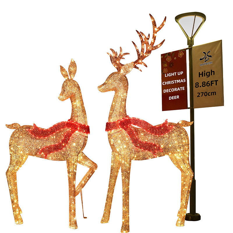 New 3D LED Outdoor Christmas Standing 3D 2.7M REINDEER Lights For Decoration