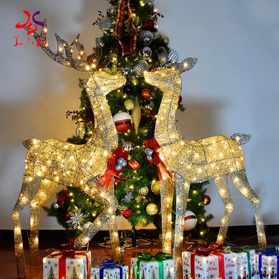 Wrap the cotton thread LED reindeer outdoor Christmas decoration led light reindeer motif light Christmas decoration reindeer