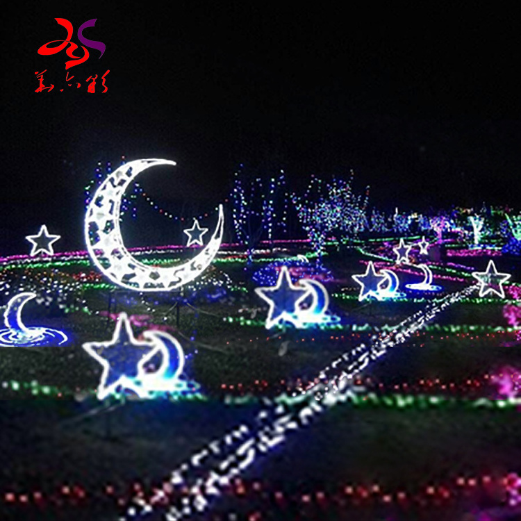 Outdoor Ramadan decorations moon and star led motif light