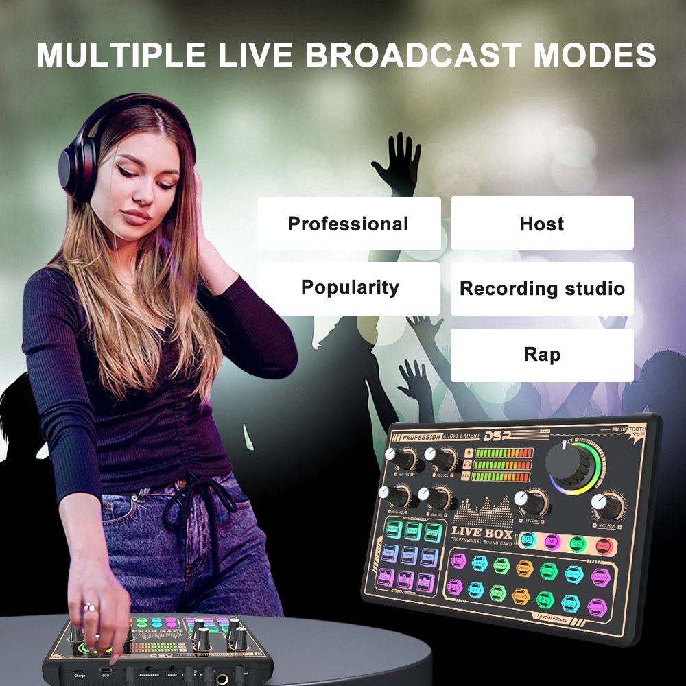 Professional USB Audio Interface Podcast Studio Sound Card Kit with Noise Reduction For Live Streaming Recording Podcasting