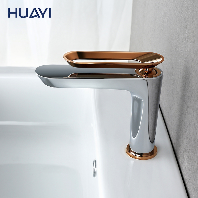 Huayi washbasin bathroom hand wash mixer single hole deck mounted basin faucet